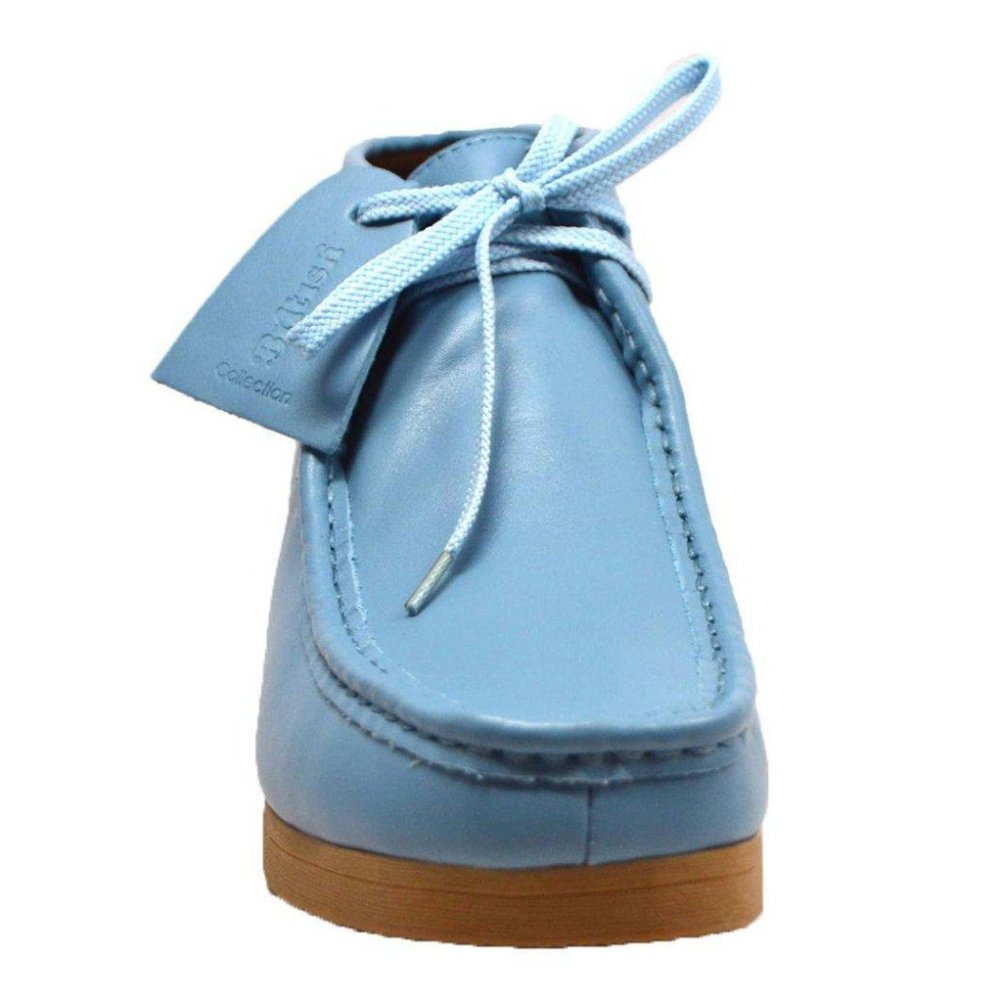 British Walkers New Castle Wallabee Style Boots Men's Sky Blue Leather - Picture 5 of 6